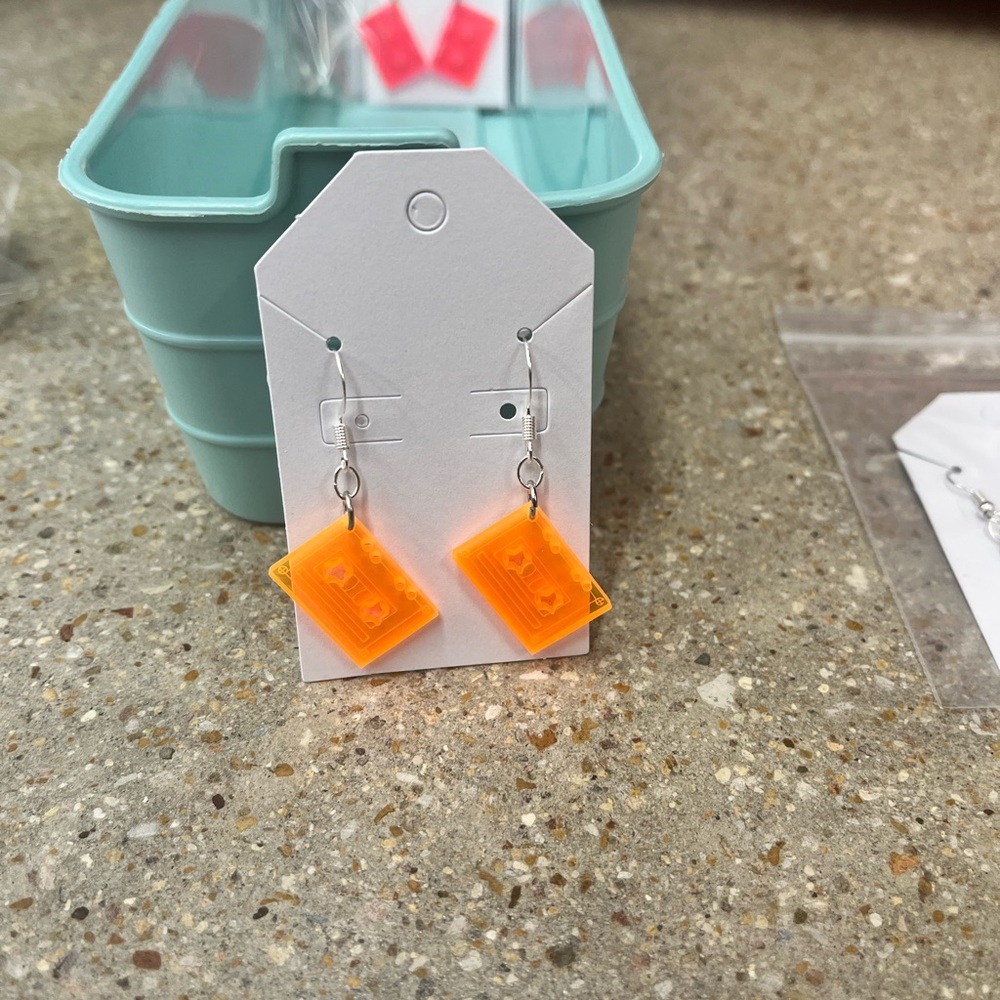 Orange cassette tape Earrings